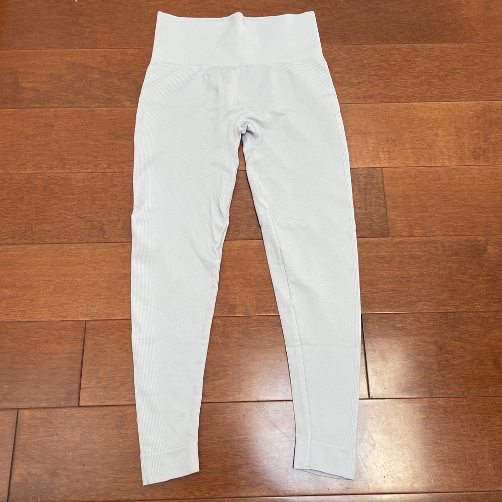 Blue High Waisted Workout Leggings Cropped Athlesiure Pants Size M Yoga Pants